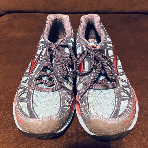 Very Good Brooks Trail Running Cascadia 6 7 Womens 10 US 42 EUR Blue Red grey - Picture 2 of 7
